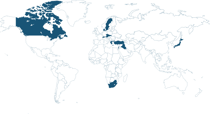 Proibs distributer map with the countries flags