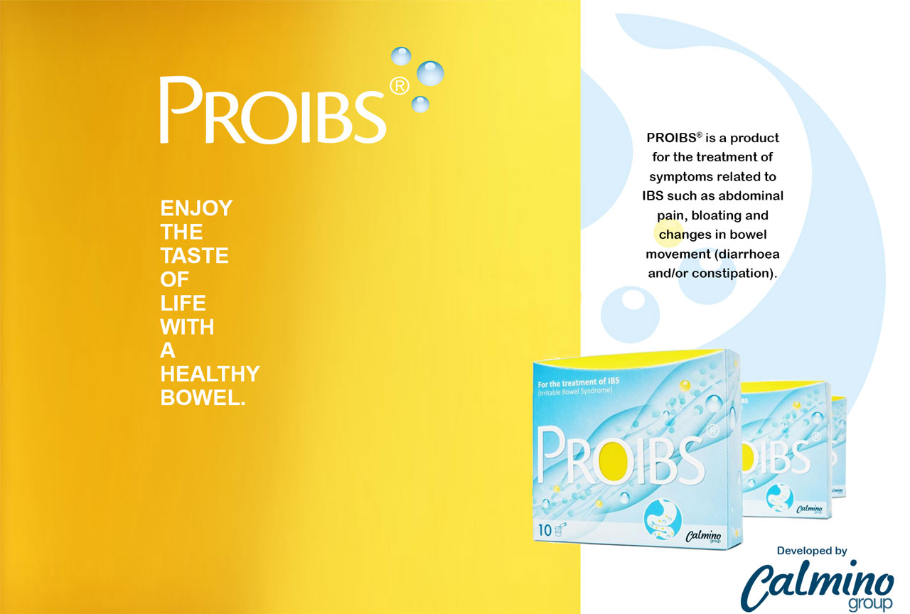 PROIBS Poster with a lemon and the boxes of proibs it says Enjoy tasting the life with healthy bowel and become PROIBS distributor